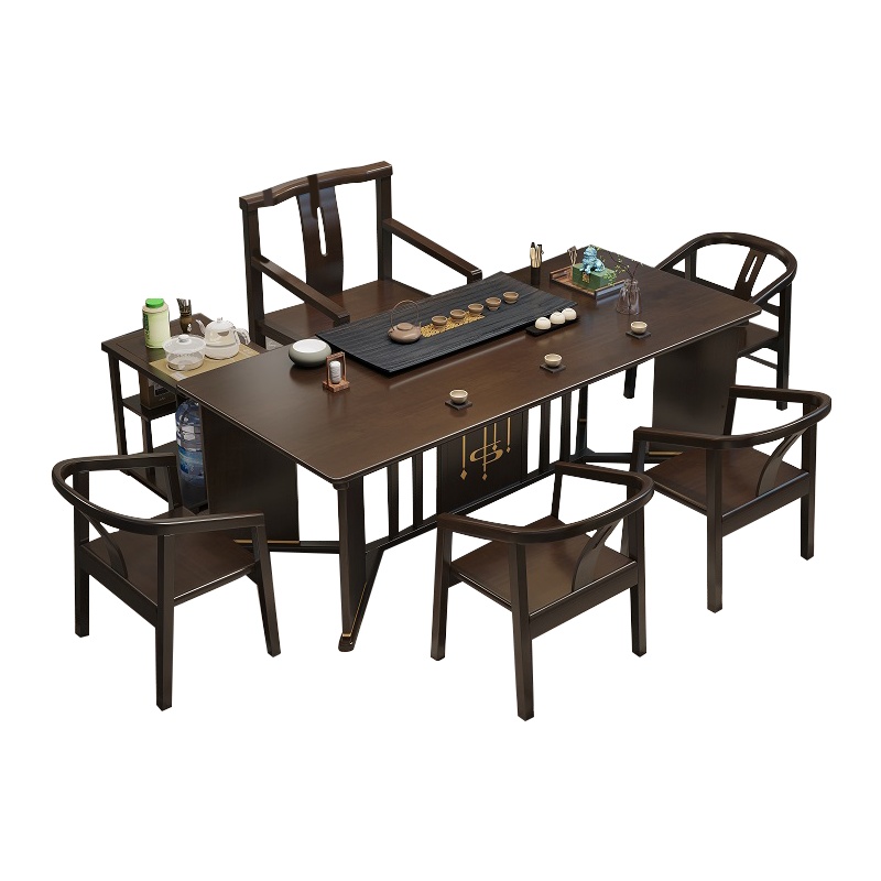 爱家生活茶台实木茶桌功夫大板禅意新中式现代简约茶几茶桌餐桌椅组合
