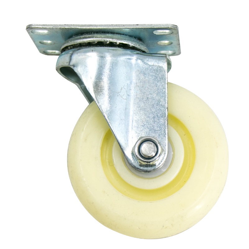 海斯迪克 HKZ-22 白色加厚尼龙轮 工业脚轮 推车轮子定向万向轮 4寸轻型(万向轮2个)