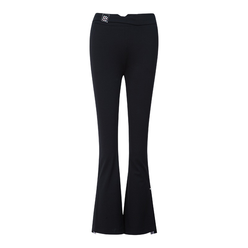 晩白 新品通勤职业修身高腰纯色喇叭裤长裤休闲裤