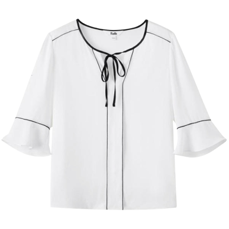 【专柜同款】Puella白色雪纺衫女2020新款夏季洋气超仙短袖韩版气质上衣v领欧货小衫20014278