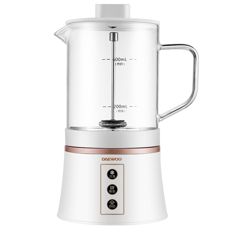 大宇(DAEWOO)奶泡机电动打奶泡器家用自动打奶泡器冷热搅拌杯咖啡打奶泡机 凝脂白