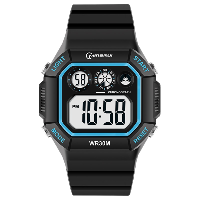 名瑞方形手表男运动时尚防水计时表 青少年夜光多功能学生电子手表8107