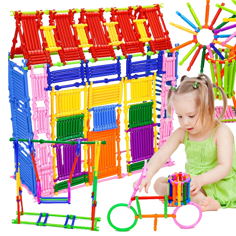 悦乐朵 儿童聪明棒积木 1000粒收纳箱装智慧棒魔术棒大颗粒塑料立体拼插手工制作DIY模型 男孩女孩3-6-12岁玩具