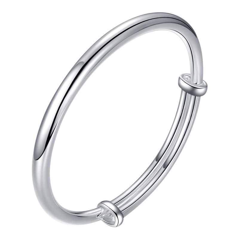 老庙黄金 足银空心光圈手镯