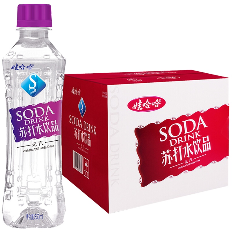 娃哈哈无气苏打水饮料 350ml*24瓶整箱 弱碱性饮用水微甜口味红色瓶会议用水