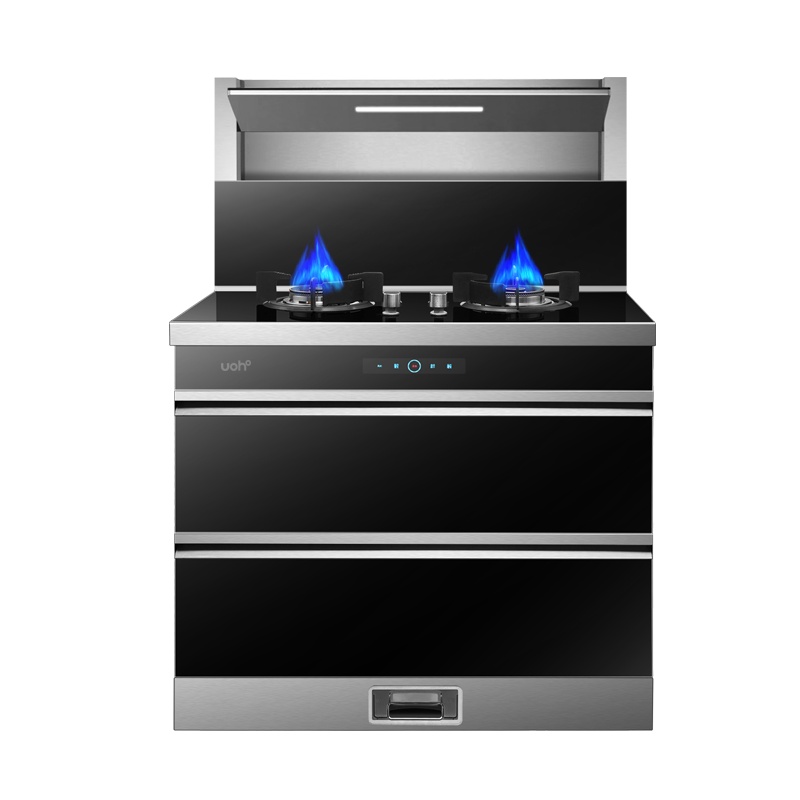 优好(UOHO)HZKX100A一体式集成灶一米款家用抽油烟机燃气灶双灶蒸烤一体消毒柜套装天然气