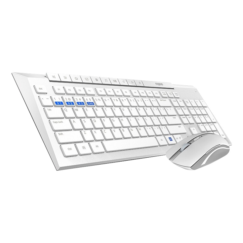 雷柏(RAPOO) 8200P 白色无线键鼠套装 鼠标键盘 办公家用打字 时尚多媒体