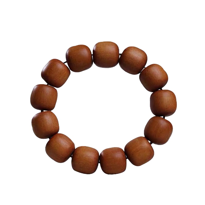 [梵心阁]印度老山檀香手串红黑肉老型藏式苹果桶珠檀香木文玩佛珠手链把件