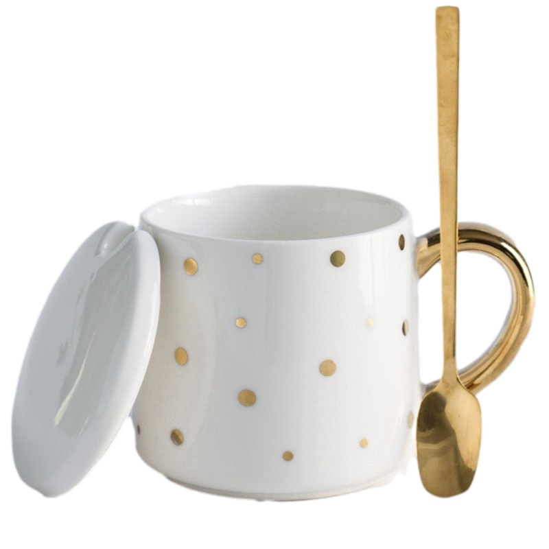 贝瑟斯 描金陶瓷马克杯办公室喝水杯子大容量咖啡杯