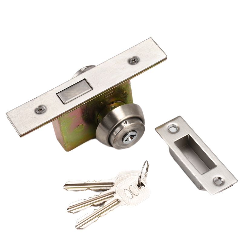 欧太力平头锁隐形门锁带钥匙单面锁双面锁有框玻璃门地锁落地锁 方舌031-1 外钥匙-内钥匙（通匙）