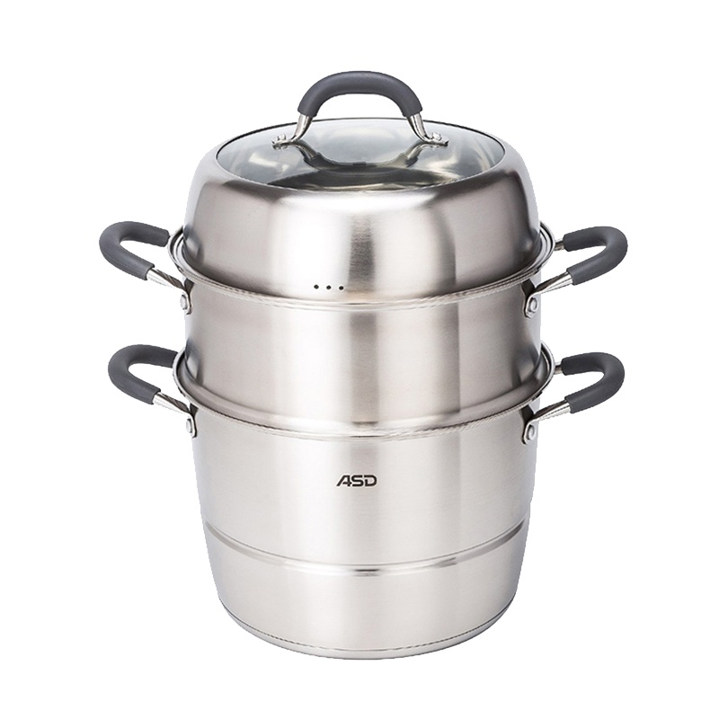 爱仕达(ASD)蒸锅26CM三层 304不锈钢不串味带蒸笼蒸屉电磁炉明火通用ZS26E1Q