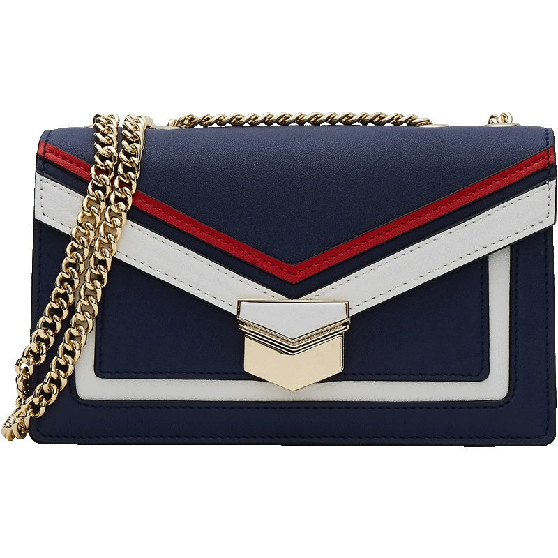欧米OMI包包女2019新款拼色时尚链条小包百搭海军风ins单肩斜挎包