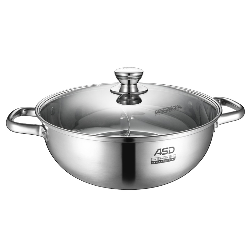 爱仕达(ASD) 锅具28cm不串味火锅 304不锈钢大容量鸳鸯火锅FS28A2WG