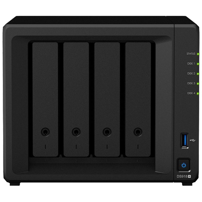 群晖(Synology)DS918+4盘位四核心NAS网络存储服务器磁盘阵列8TB企业级SATA硬盘千兆端口不规则体
