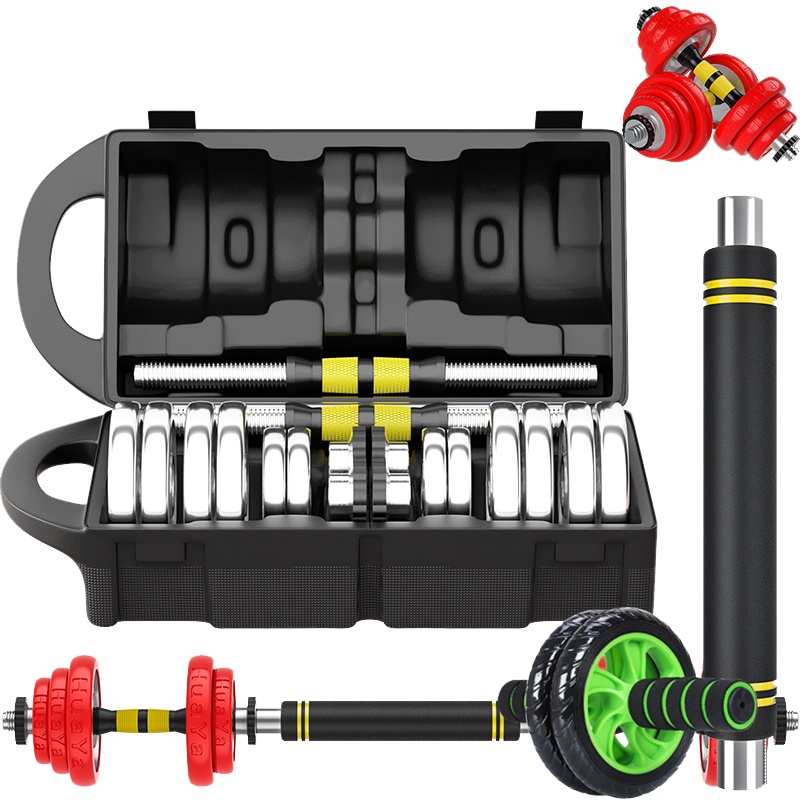 闪电客家用男士精品盒装电镀哑铃10-30公斤可调节杠铃哑铃两用健身器材