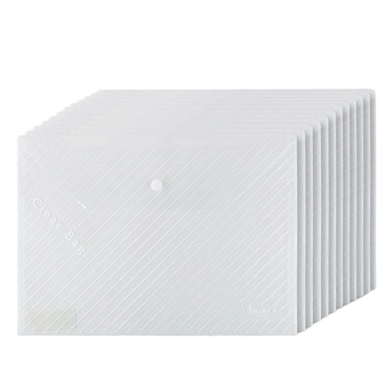 广博(GuangBo)A4透明按扣袋塑料文件袋 纽扣袋 公文袋 档案袋 试卷收纳袋 资料袋 办公用品 白色 20个/包