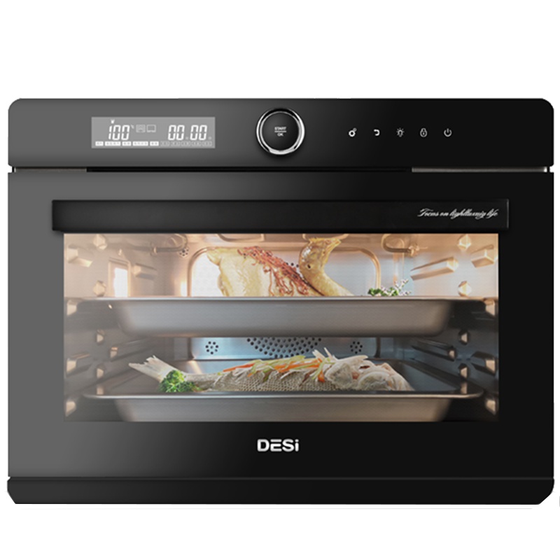 德思（DE SI）家用台嵌两用蒸烤箱一体机DSZK-S9 可嵌入式蒸汽烤箱32L 电蒸炉电烤箱二合一 热风循环不锈钢管