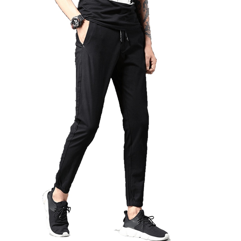 LEEVIRHINO2021年冬季新款商务厚款休闲裤男士棉弹修身小脚中青年男士休闲裤时尚潮款男装长裤子李维犀牛