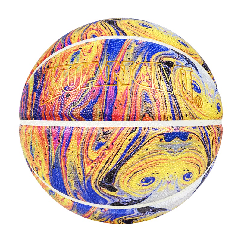 狂迷2020新品炫彩气泡流光蓝篮球彩绘个性花式7号标准耐磨比赛球