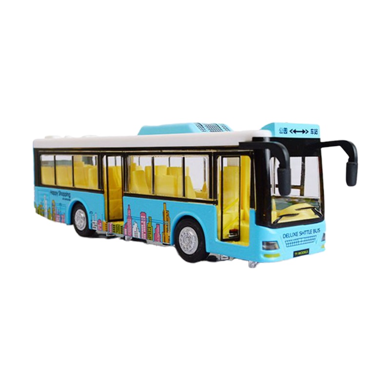 儿童玩具小汽车礼物合金金属仿真双层大巴士公交车模型声光回力车 城市客车绿色