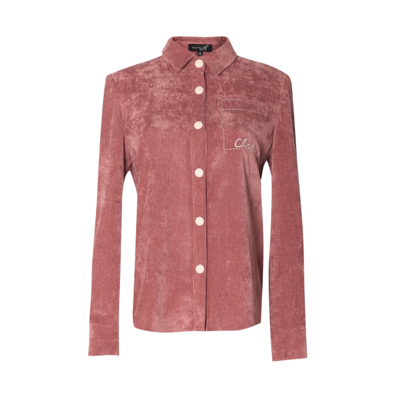 欧昵雪复古灯芯绒绣花宽松衬衫女长袖显瘦衬衣