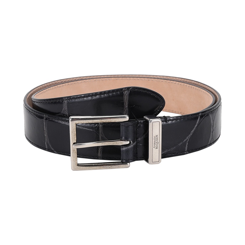 亚历山大·麦昆 ALEXANDER MCQUEEN 男士 皮革仿古做旧针扣式皮带腰带625540 1XM0Y