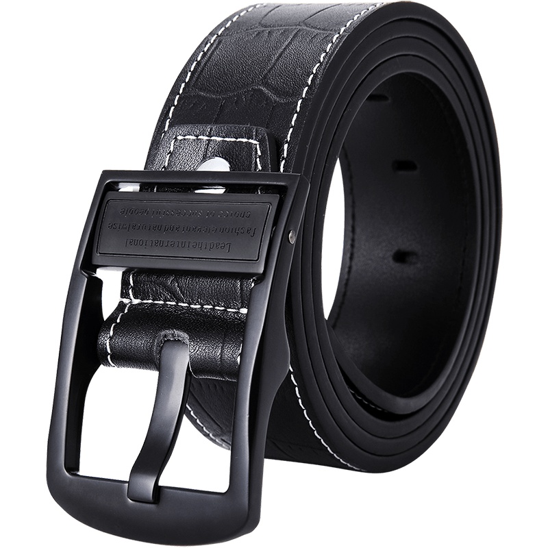 高尔夫GOLF腰带男士牛皮针扣皮带可旋转扣头腰带头层牛皮时尚鳄鱼纹男款裤带休闲商务