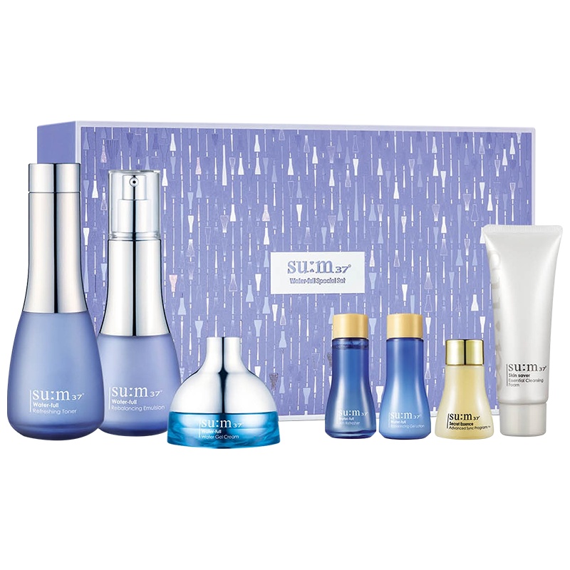 [大S孕期推荐]su:m37“ 苏秘37° 呼吸 水漾清润 水乳霜7件 紧致淡皱 面部护肤套装礼盒
