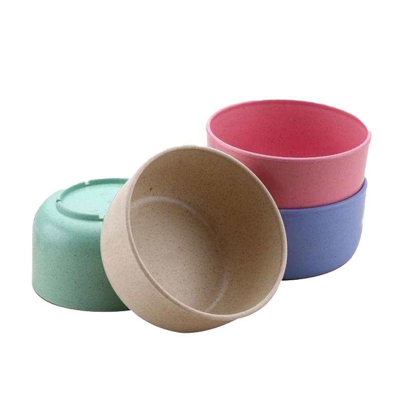 (4个装)日式小麦秸秆防摔防烫隔热碗学生可爱米饭碗套装家用儿童宝宝餐具