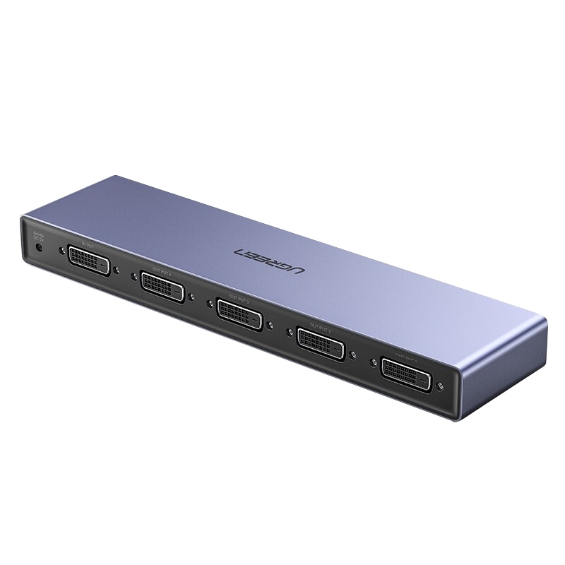 绿联(UGREEN)DVI分配器一进四出 1进4出 高清视频分屏器 深空灰