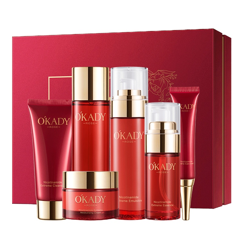 欧佩（OKADY）玫瑰烟酰胺极润6件套 护肤礼盒套盒