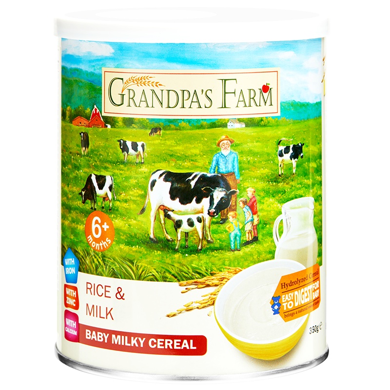 爷爷的农场 婴幼儿宝宝米粉大米奶米粉辅食米糊 安睡米粉戒夜奶神器 350g/罐