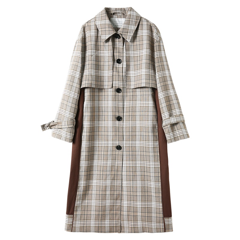 云上生活春秋款简约文艺复古格子收腰气质女式风衣
