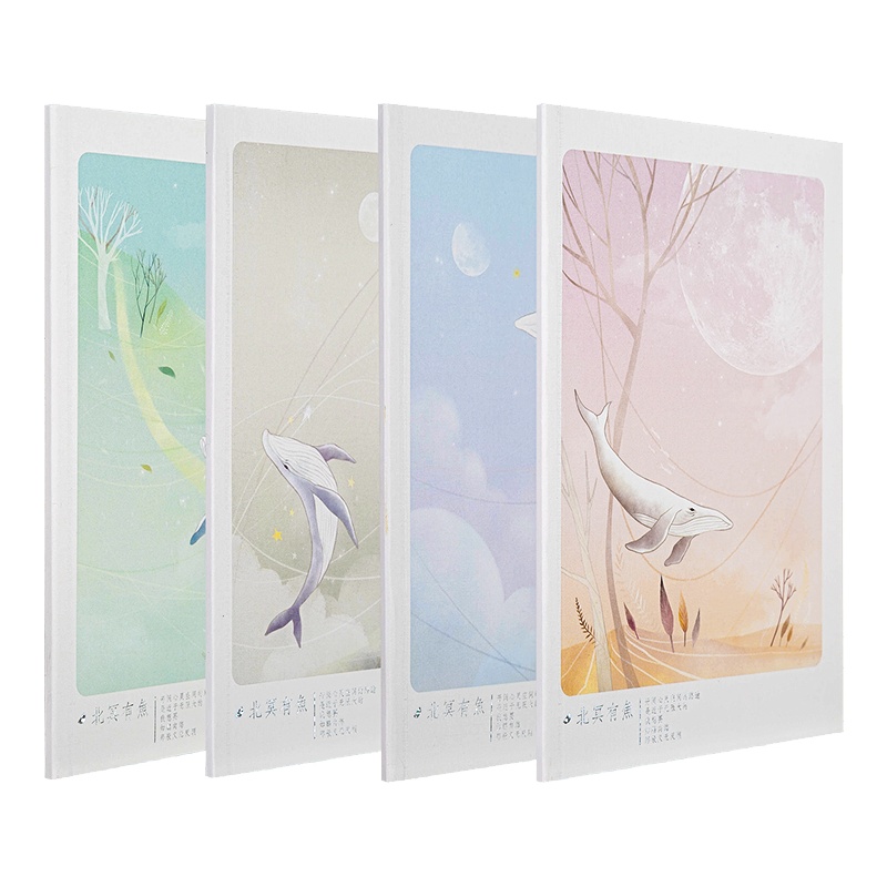 得力文具北冥有鱼胶装笔记本子记事本小学生考研专业学科本子古风小清新记事本日记本12本装JA540YU