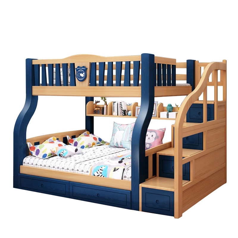 兰秀家居 上下床全实木美式高低床双层床多功能儿童床带护栏成人双人床 子母床两层上下铺