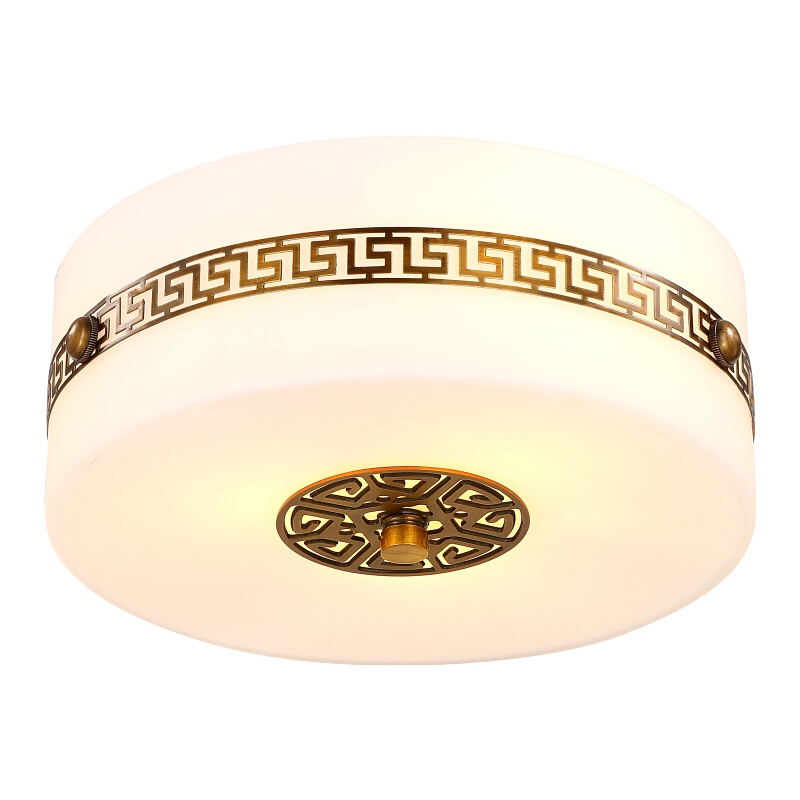 凯特皇菲 新中式全铜吸顶灯15云石效果现代中式卧室书房餐厅灯过道阳台大气玻璃灯饰9060