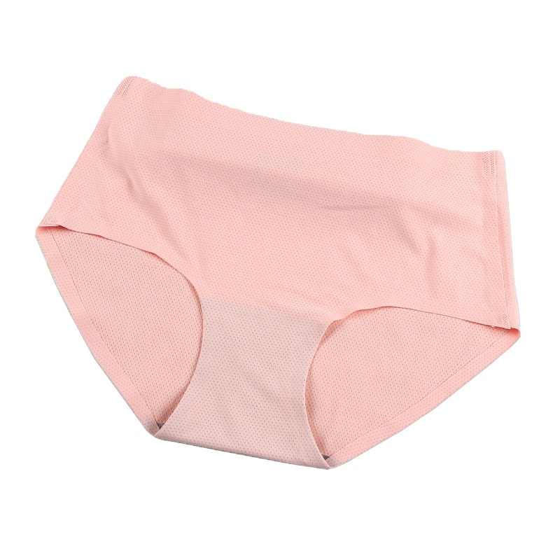 (五条装）甲壳素冰丝无痕内裤 女士一片式中腰三角裤网孔镂空透气内裤