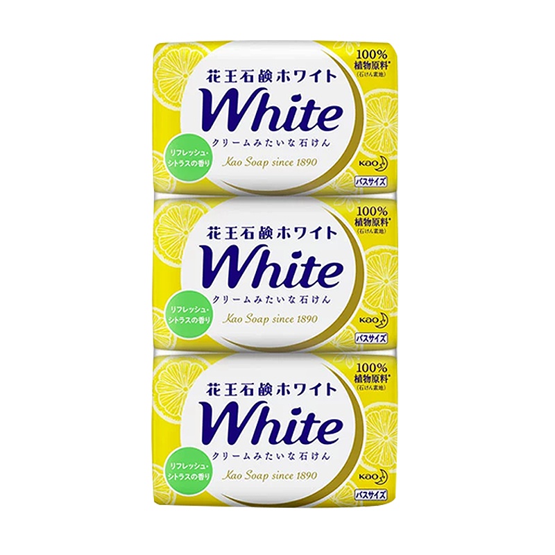 花王 Kao WHITE 天然植物清新香皂 130G*3 柑橘芳香 香皂