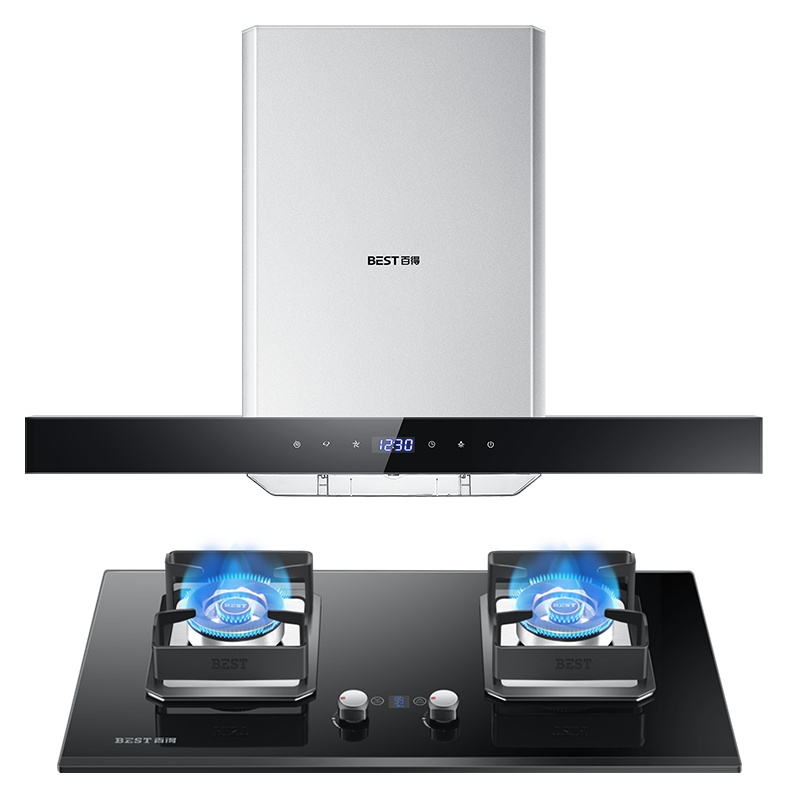 华帝股份百得(BEST)烟灶套餐DY50+DZ50B天然气欧式顶吸式抽油烟机燃气灶套装油烟机灶具两件套
