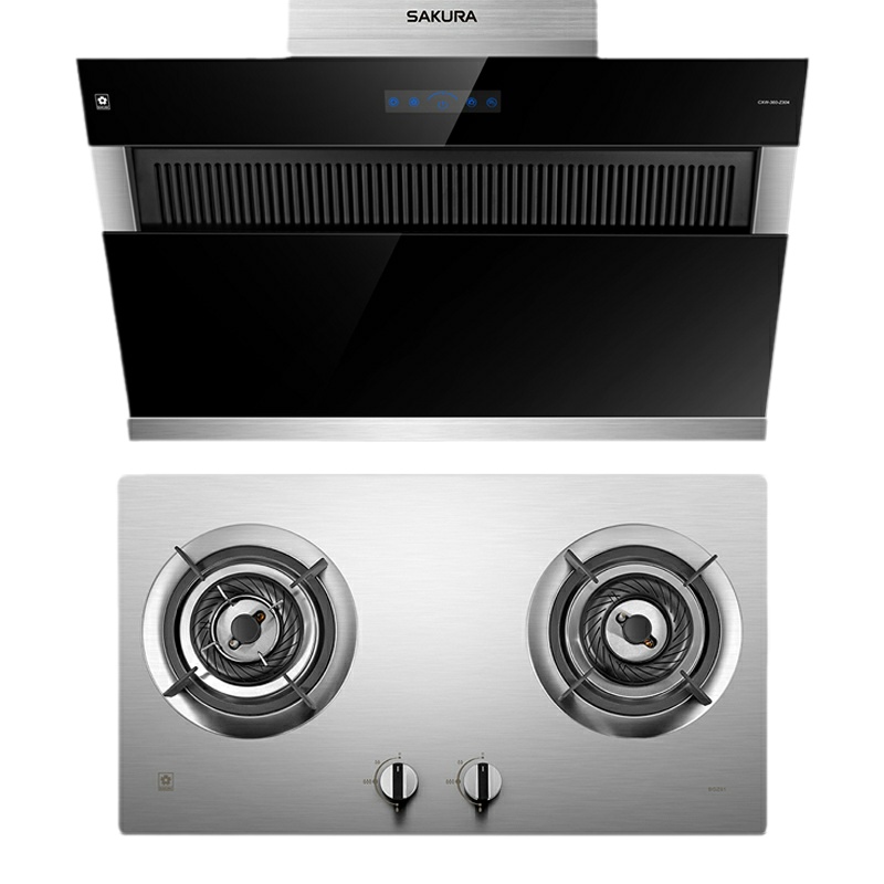樱花(SAKURA)家用厨房侧吸式烟灶套装Z304+BGZ01大吸力油烟机一级能效不锈钢大面板燃气灶两件套(天然气)