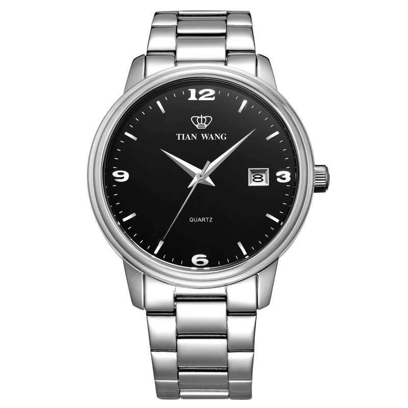 天王表(TIANWANG)手表 男士钢带经典商务休闲防水石英手表GS3873