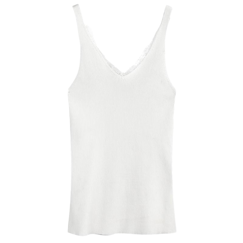 拉夏贝尔蕾丝小吊带背心女性感打底内搭mschf针织心机上衣外穿