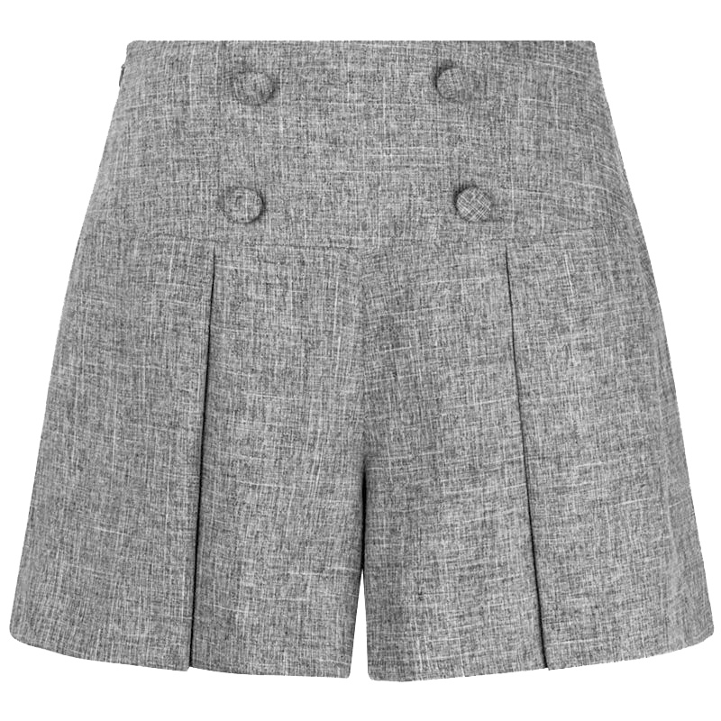 拉夏贝尔拉贝缇a字短裤女夏季新款韩版高腰宽松阔腿裤百搭休闲裤子潮_410 S 灰色