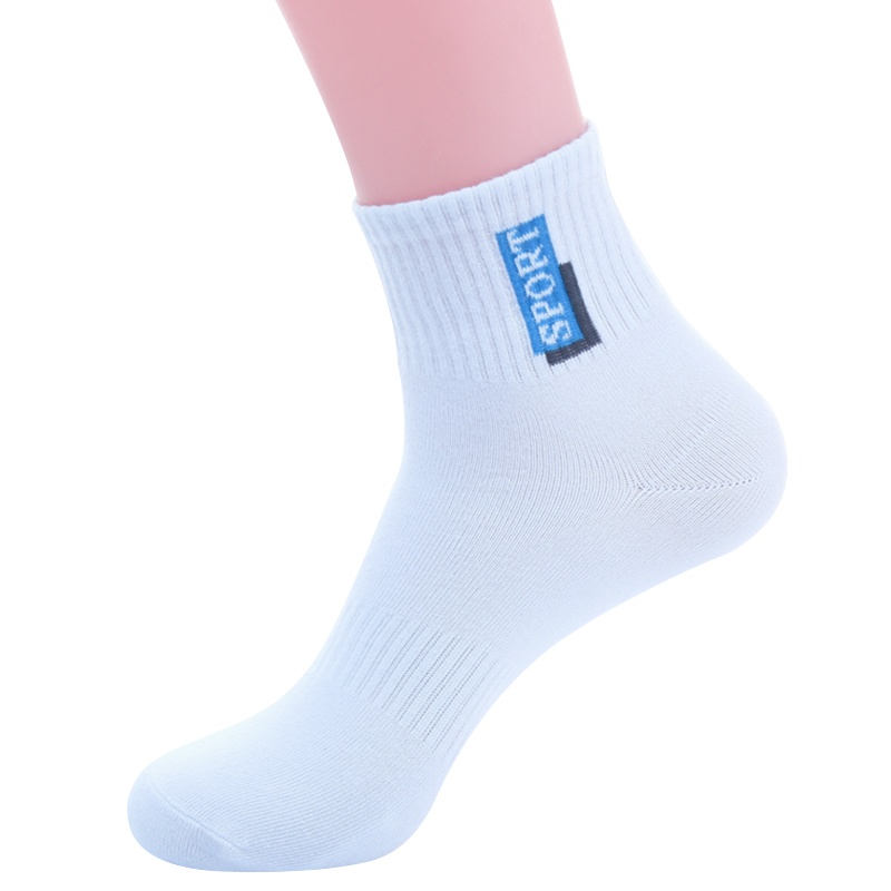 蓓乐妃袜子男士棉袜中筒袜吸汗青少年学生中大童春夏季男装全棉白色棉厚袜土