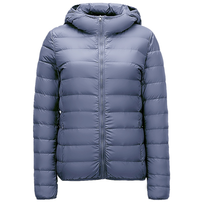 鸭鸭 90鸭绒女士羽绒服短款轻薄轻型白鸭绒保暖连帽外套