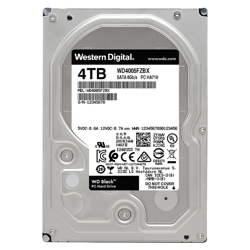 西部数据(WD)黑盘 4TB SATA6Gb/s 7200转256M 台式游戏硬盘(WD4005FZBX)