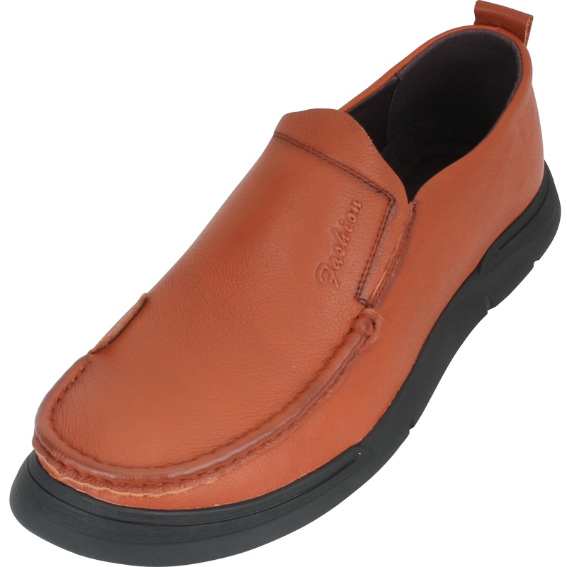 名人传 2020秋防滑透气头层牛皮男士休闲皮鞋宽头皮鞋