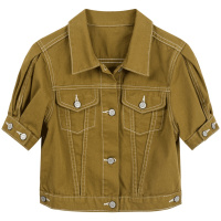 OtherMix工装风牛仔衣女2021年夏季新款洋气短款减龄短袖薄款外套