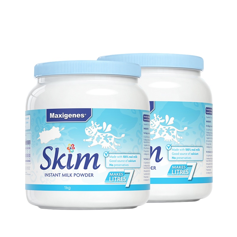 2件装|Maxigenes美可卓脱脂高钙成人奶粉1kg/罐装 3岁以上 进口奶粉学生奶粉 澳大利亚进口