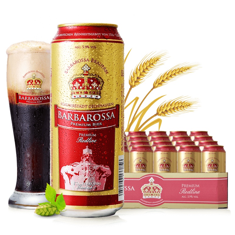 德国进口 凯尔特人(Barbarossa)红啤酒500ml*18听/箱